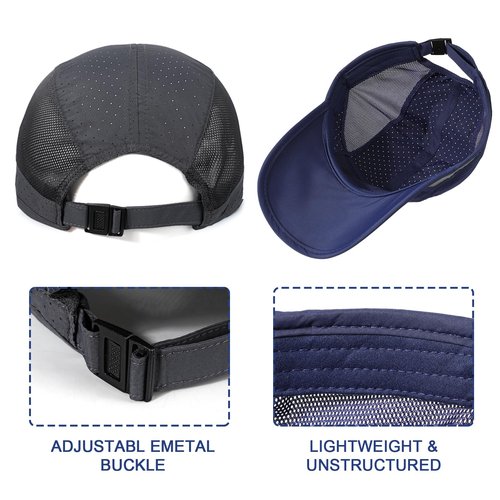 AYPOW Baseball Cap for Men Women, 2 Pcs Breathable Mesh Running Hat Quick Dry Light Reflective Outdoor Sport Golf Tennis Hat