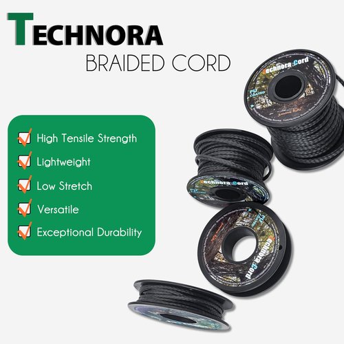 emma kites Black 1mm Technora Braided Cord PU Coating Abrasion Flame Resistant, Snare Line Tough Tactical Survival Assist Cord Model Rocket Paracord 200Lb 30Ft