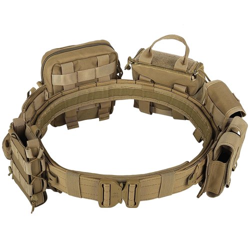 BOMTURN Tactical Battle Belt with Pouches Accessories Law Enforcement Duty Belts Combat Belt Military Utility Police Belts 8ps