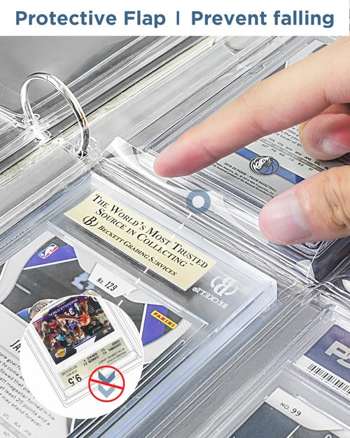 CollectHall Graded Card Sleeves, PSA Graded Card Slab Binder Pages for Storage & Display, Compatible with PSA, BGS, CGC Graded Sports Cards and One-Touch Magnetic Card Holders- 12 Pages