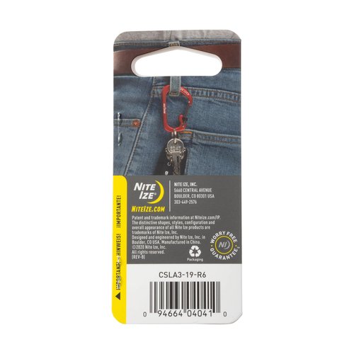 Nite Ize Aluminum SlideLock Carabiner - Daily Use & Lightweight Carabiner - Compact Aluminum Carabiner with Lock - Versatile Rectangular Carabiner - Size 3, Orange (4 Pack)