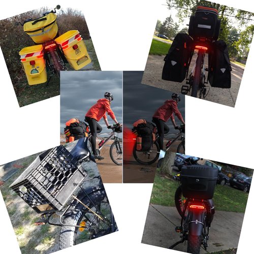 [For Cargo Rack] ONVIAN Smart Bike Tail Light with Turn Signals for Rear Bike Rack Mounting, Rechargeable Auto-Sensing Bike Turn Signals Light Alarm, Waterproof Bike Accessories for Adult Kids Cycling