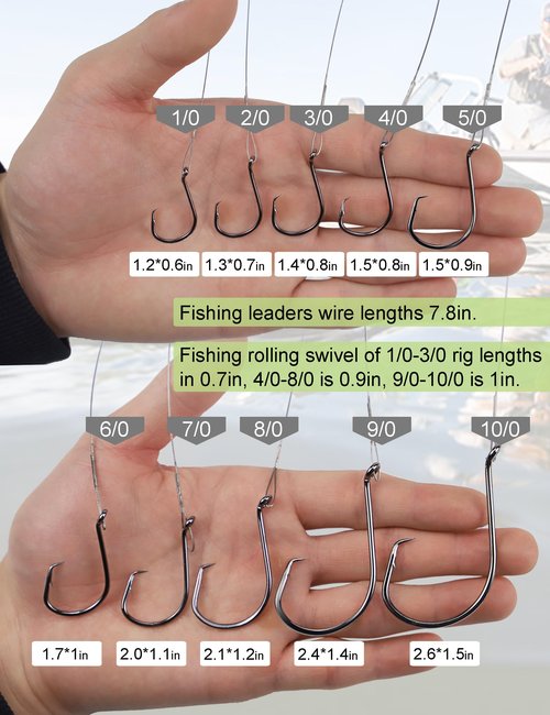 YVUDW Circle Hook with Steel Wire Leaders for Fishing Saltwater 30pcs Circle Hooks Rigs Steel Leader with Circle Hook Catfish Rig