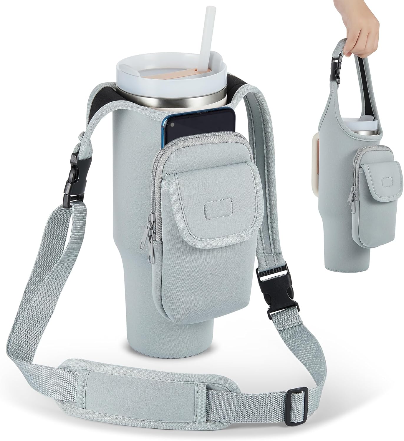 Insulated Neoprene Carrier Bag for Stanley 40/30oz Tumbler | Phone & Flap Pockets