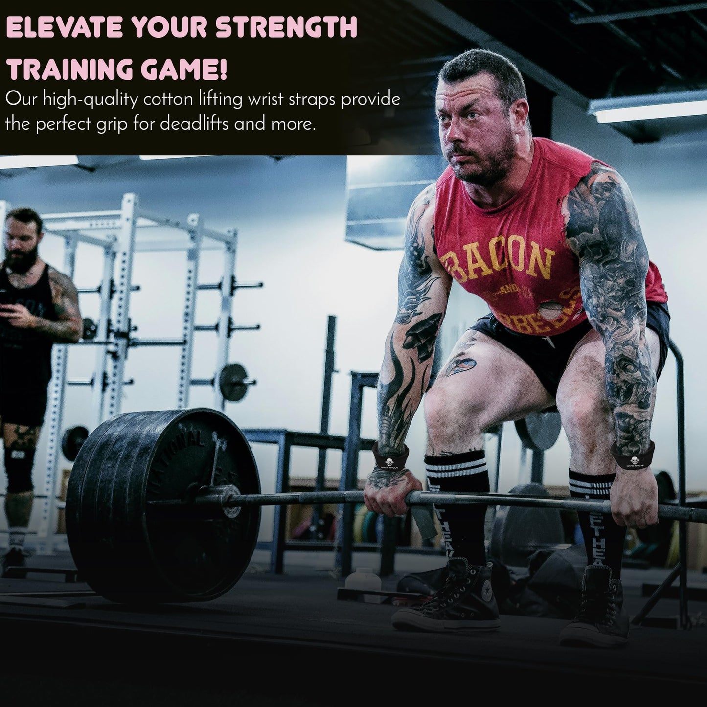 GainsGrove Lifting Wrist strap gym Wrist Support Wraps - Essential Gym Accessories for Powerlifting, Bodybuilding, and Strength Training (Black)