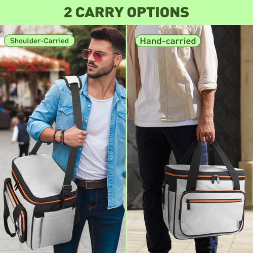 Tirrinia Insulated Cooler Bag-24 Cans Portable Collapsible Soft Sided Ice Chest, Leak-Proof with Zipper Cooler Box for Beach, Drink, Travel, Camping, Picnic