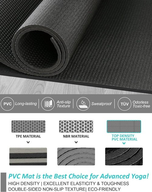 BEAUTYOVO 6' x 4' Large Yoga Mat, 1/4 Inch Extra Thick Yoga Mat Double-Sided Non Slip, Professional PVC Yoga Mats for Women Men, 24 Sq.Ft Large Exercise Mat for Yoga, Pilates and Home Workout
