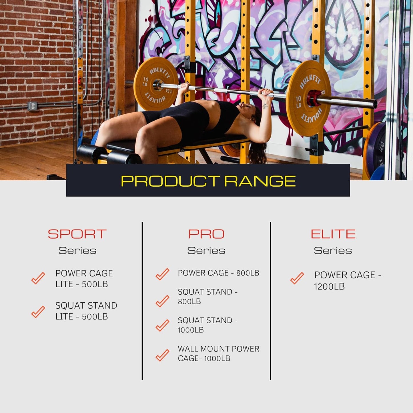 HulkFit Multi-Functional Adjustable Pro Series Power Rack Power Cage Exercise Equipment for Home Gym with Squat Rack Attachments and Accessories - Bench Press, Squats, and Deadlifts - Multicolor