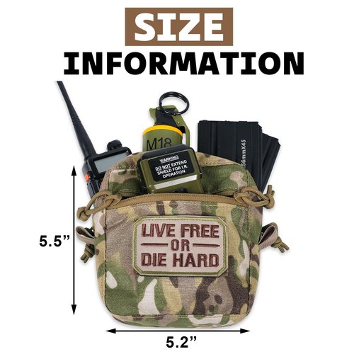 CASONMMAX Tactical Molle Admin Pouch,Small GP Pouches with Loop Panel for Vest,Gun Belts,Backpack etc. (MC)