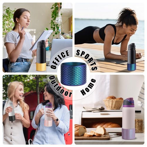 UBEEKOO Silicone Boot for Owala Water Bottle 32 oz, Anti-Slip Protective Sleeve for Owala FreeSip 32 oz, Bottom Bumper Protector for Owala Accessories,Mermaid Jungle Green