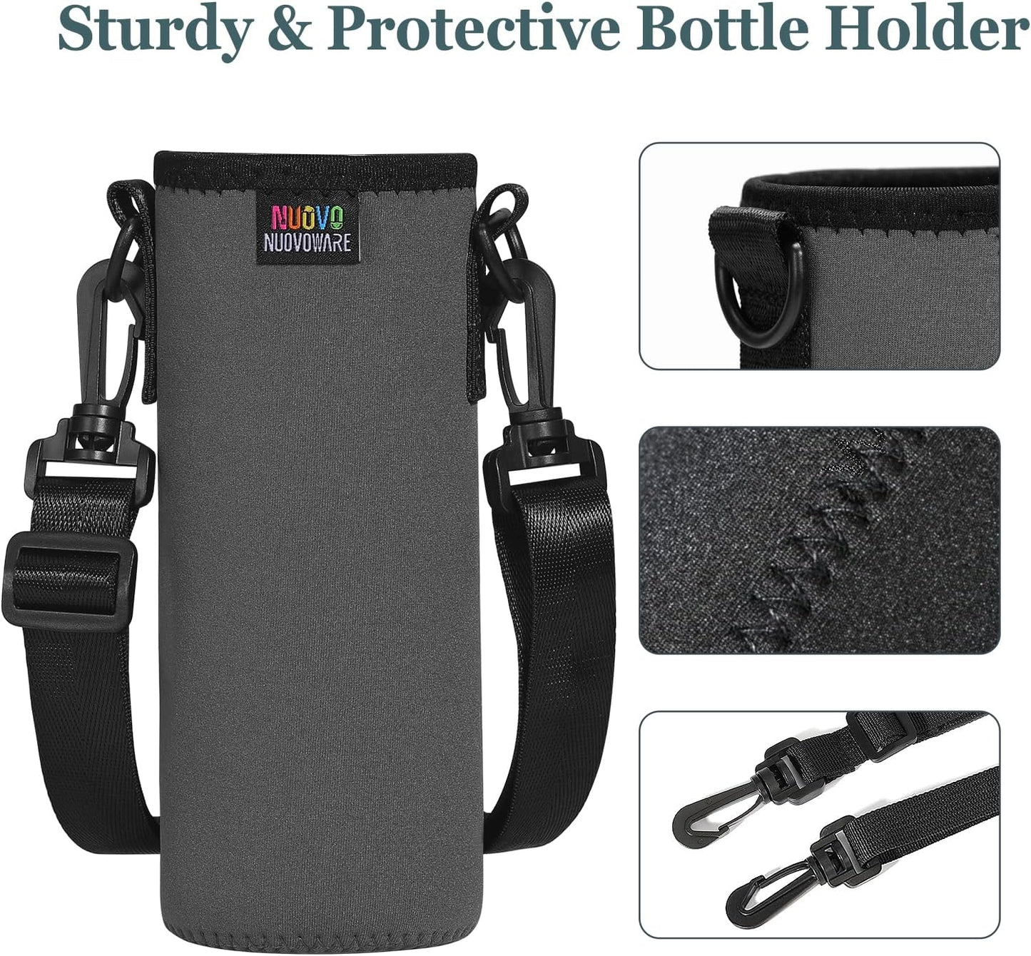 Nuovoware Water Bottle Carrier Bag, Premium Neoprene Portable Insulated Water bottle Sling Holder Bag 1000ML with Adjustable Shoulder Strap for Men Women Hiking, Sling Bottle Bag Case