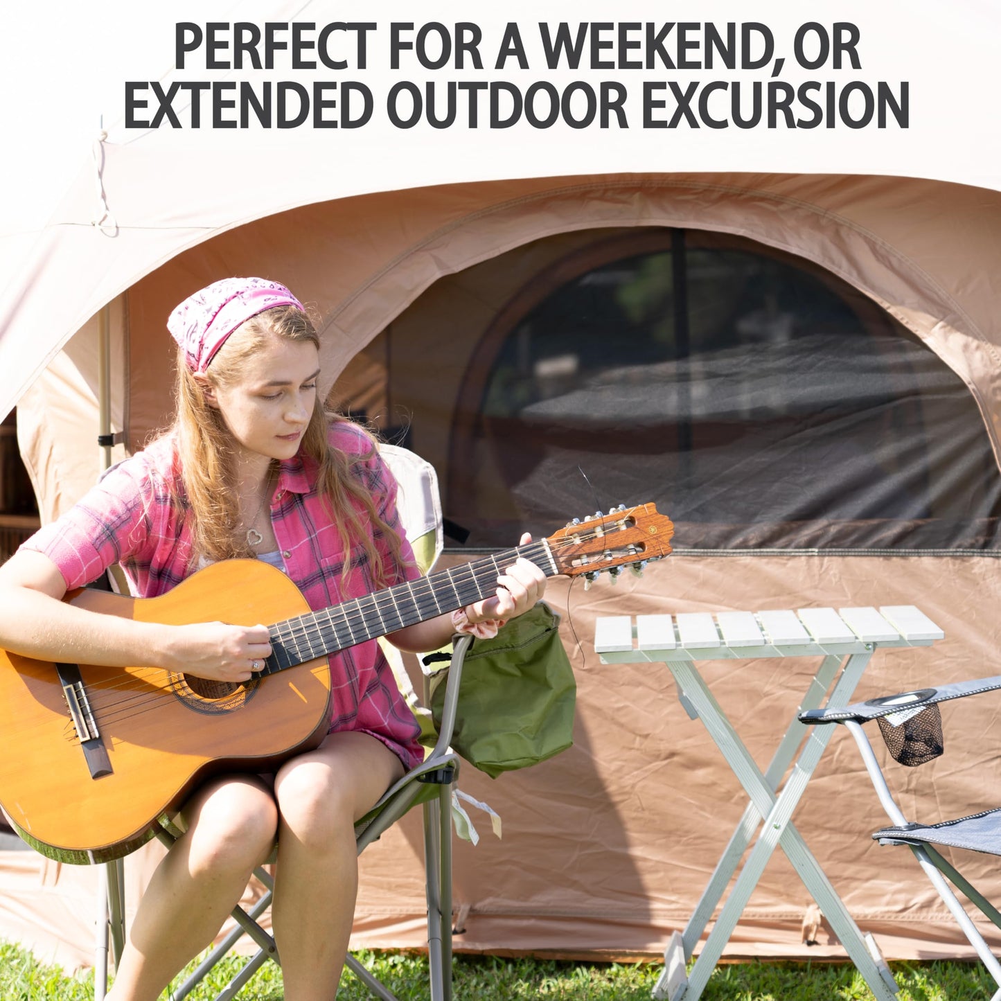 Glamping Canvas Tent - 16x9ft Tent with Stove Jack, Canopy Vents