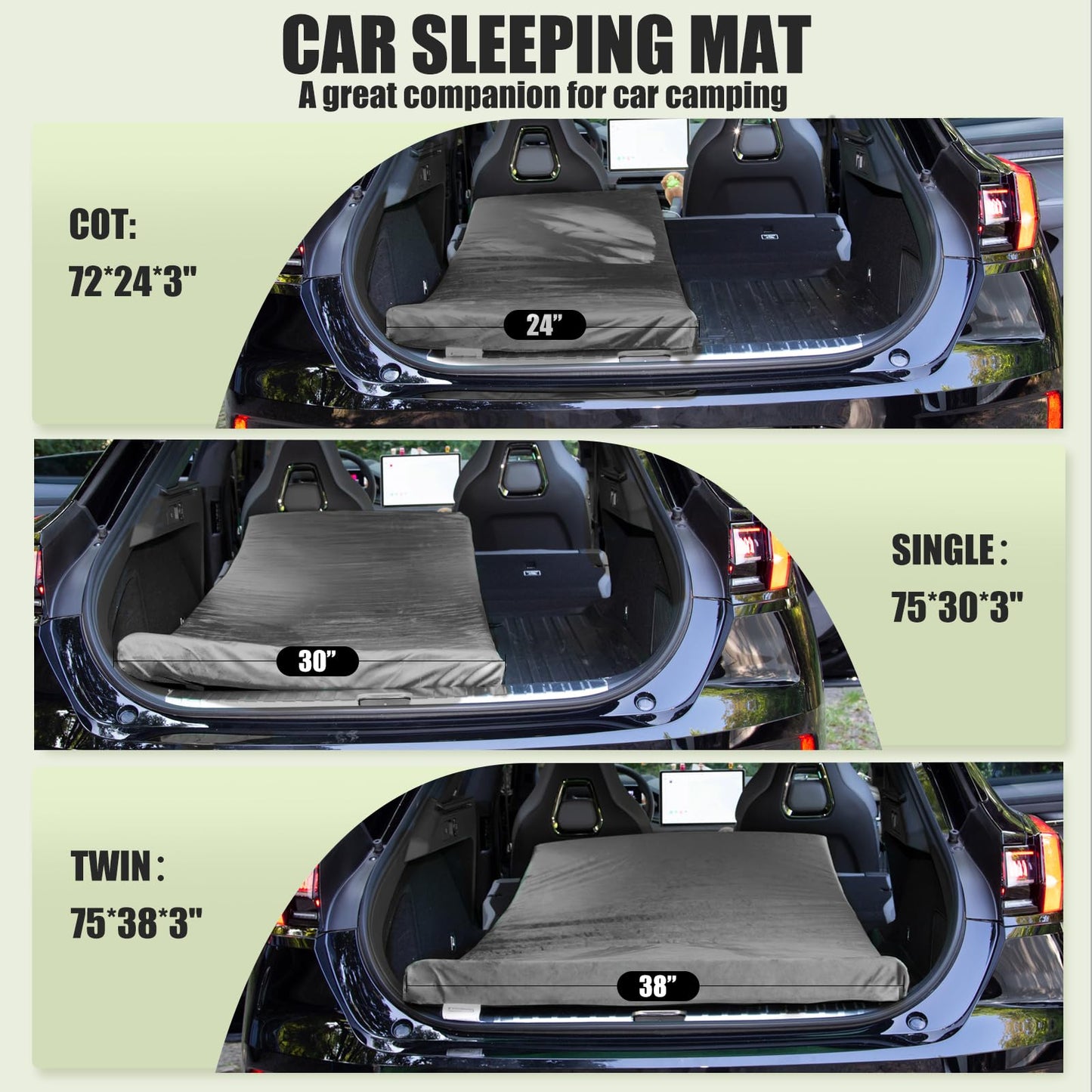 Aodisman 3 Inch Thick Memory Foam Sleeping Pad Camping Mattress,Portable Roll up Mattress-Car/Tent/Cot/Floor,Comfortable Sleeping Mats for Guests Adult Sleepover