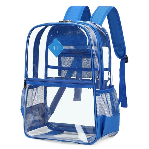 Lroiutian Clear PVC Waterproof Transparent Backpack, Heavy Duty See Through for Girls, Boys, Women, Men - Royal Blue