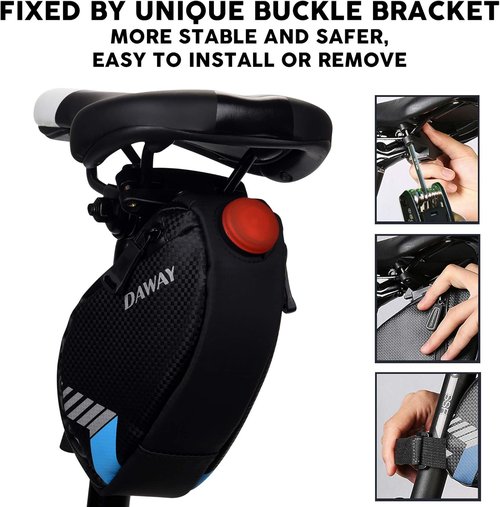 DAWAY Bike Repair Tool Kits - Bicycle Repair Bag & 120 PSI Bike Pump or Saddle Bag Set, with 16 in 1 Bicycle Multitool, Bike Tire Levers Wrench, Portable Patches Fixes - Practical Cycling Accessories