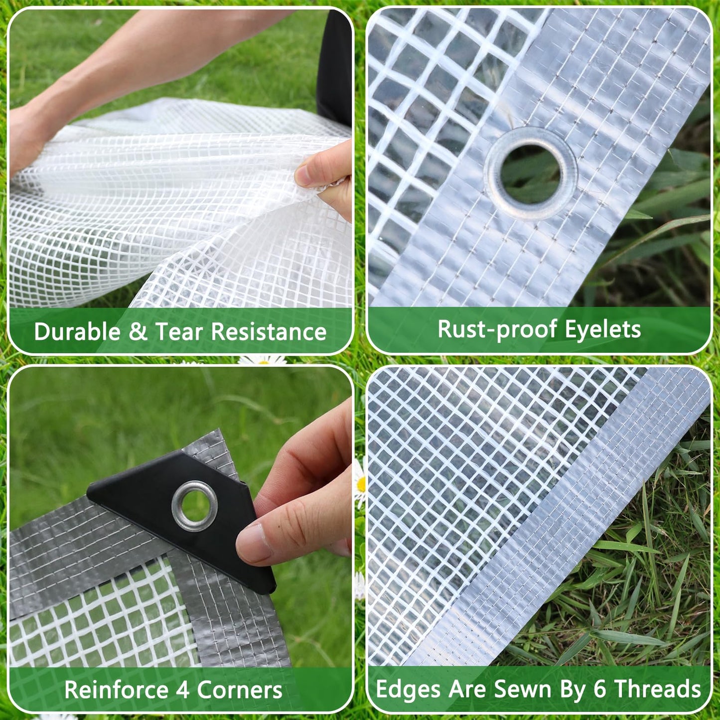Abrotain White Tarp Waterproof 18mil tarps Multipurpose Protective Cover UV Resistance Greenhouse Tarp Canopy Tent Yard Furniture Garden Bed Outdoor Activities