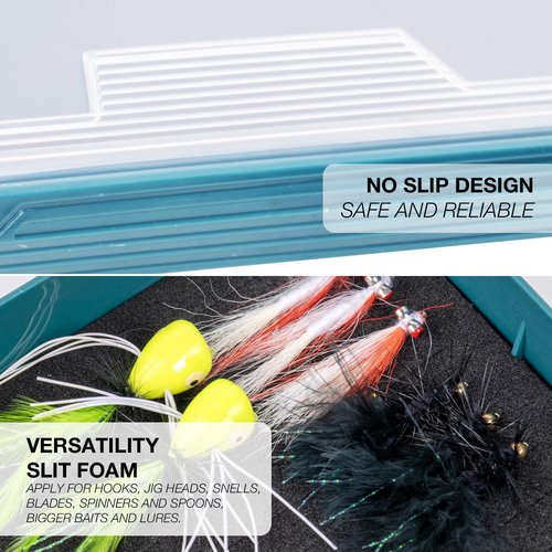 SF 2Packs Fishing Tackle Box Tray 3600 Slit Foam Case Double Buckle Open Plastic Jig Box Heads Hooks Spinners Spoons Storage Tackle Tray