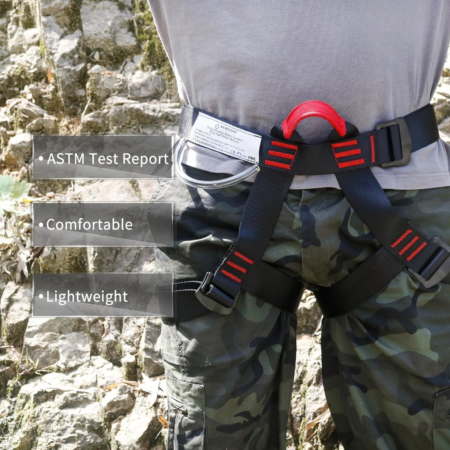 NewDoar Climbing Harness, Mountaineering Rock Climbing Harness, Half Body Harness for Rappelling Fire Rescuing Tree Climbing