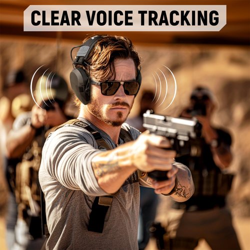 TACWIN Electronic Shooting Ear Protection,NRR 23dB Active Noise Reduction Ear Muff with Sound Amplification for Gun Range, Ear Muffs Hearing Protection