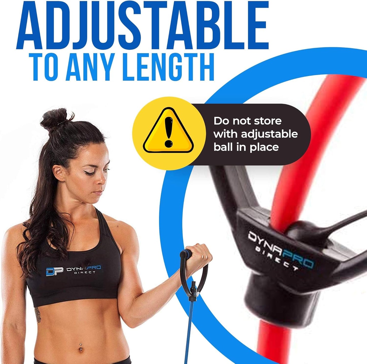 Adjustable DYNAPRO Exercise Resistance Bands with Comfort Handles - Professional Anti-Snap Quality for Workouts & Physical Therapy