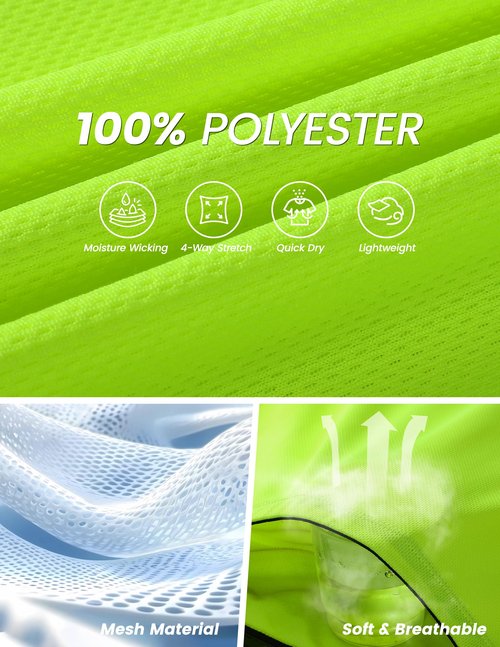 Nepest Bike Jersey for Men Cycling Reflective Quarter Zip Cycle Biking Shirts with Zipper Pockets Moisture Wicking Breathable Biker Tops Neno Green XL