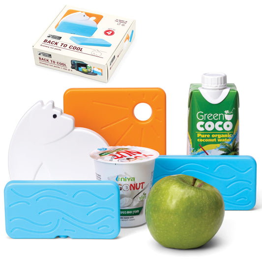 Monkey Business Back To Cool Ice Pack Set, 4 Reusable Ice Packs for Lunch Boxes and Cooler Bags, Colorful Camping Refillable Ice Pack for Food (Polar Bear Set)