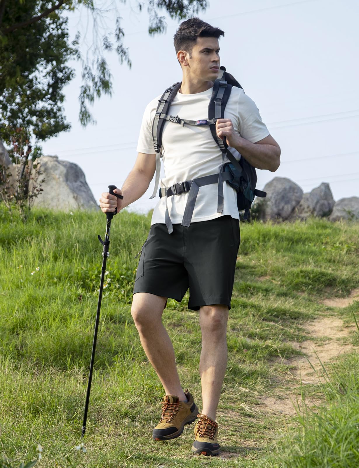 TBMPOY Men's Hiking Cargo Shorts 7" Quick Dry Athletic Running Workout Lightweight Shorts for Golf Fishing with Pockets Dark Grey 2XL