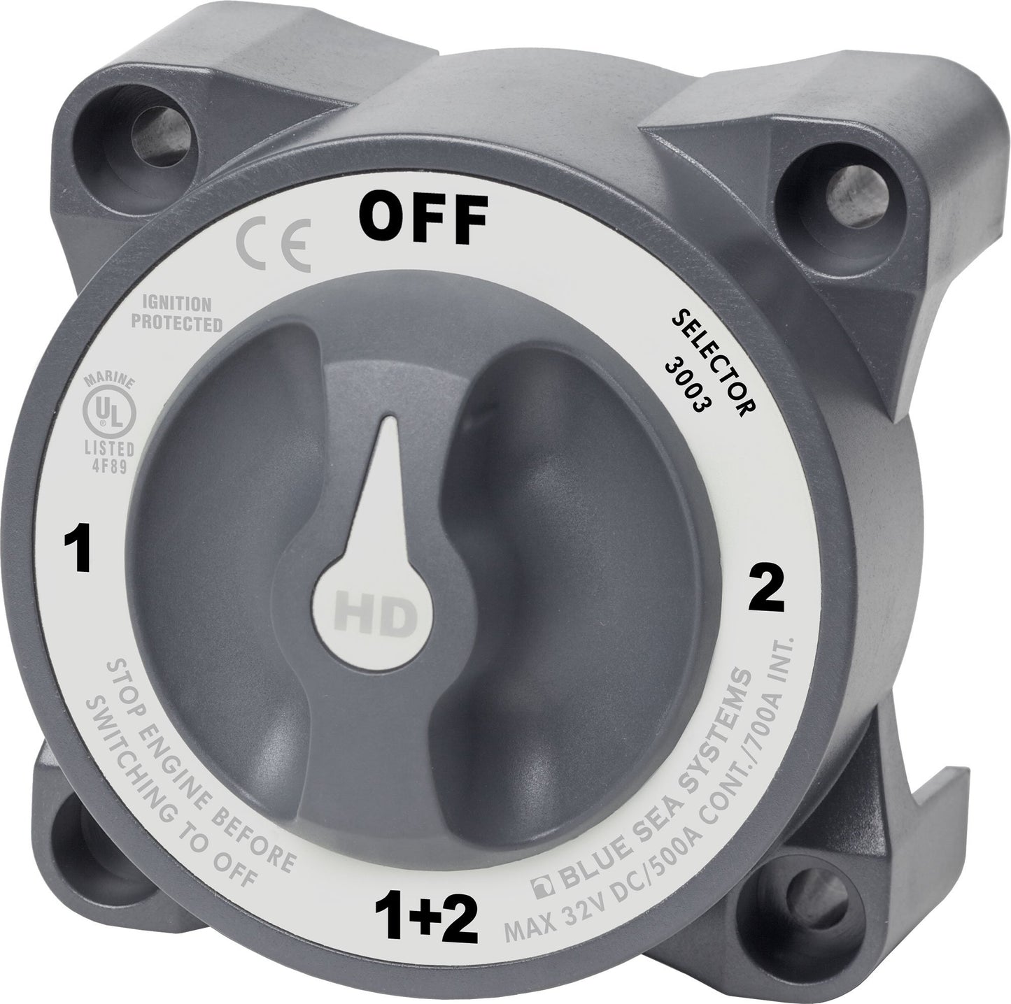Blue Sea Systems 3003 Heavy Duty Battery Switch with Alternator Field Disconnect, 1-2-Off-Both
