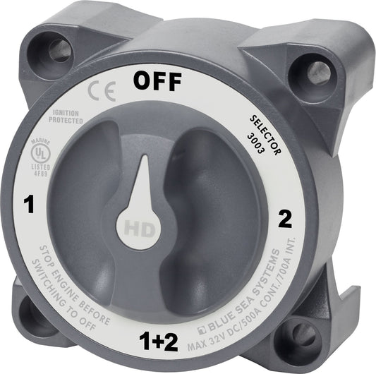 Blue Sea Systems 3003 Heavy Duty Battery Switch with Alternator Field Disconnect, 1-2-Off-Both