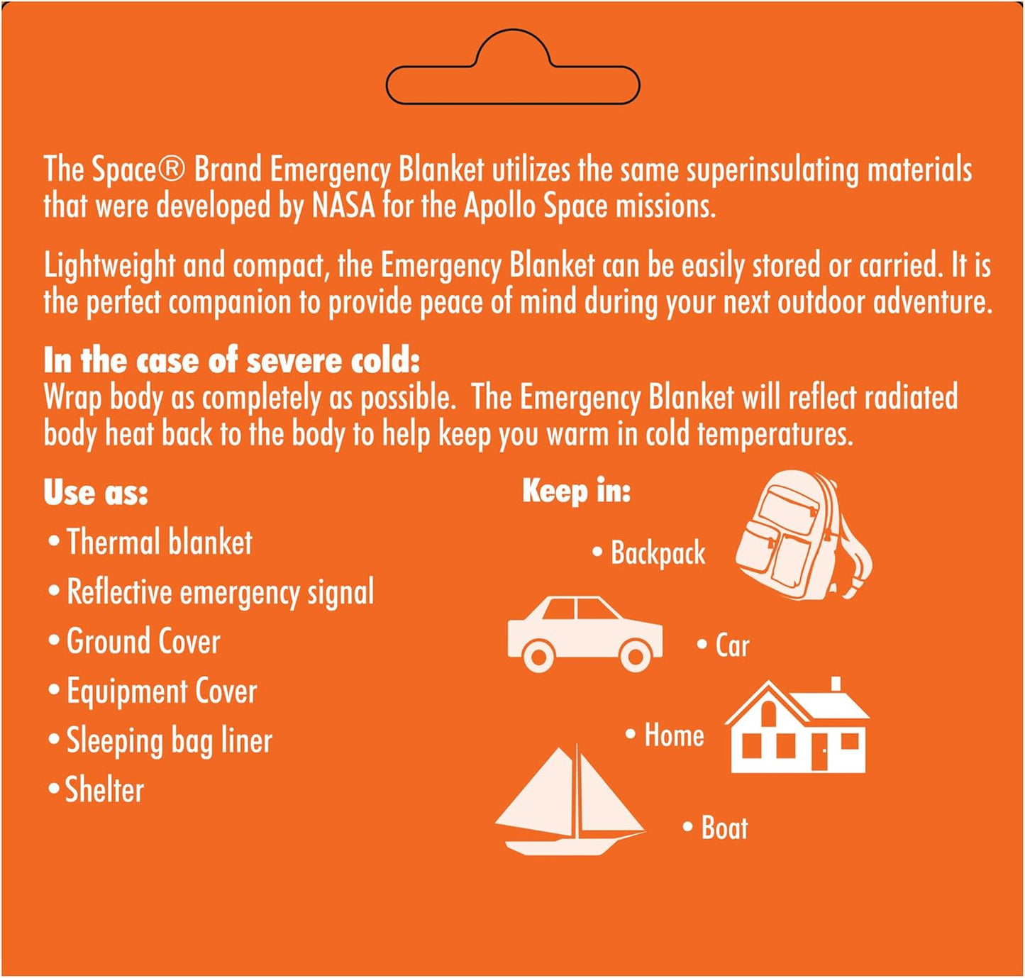 Space Brand Emergency Blanket - Orange/Silver - Waterproof and Windproof Fi