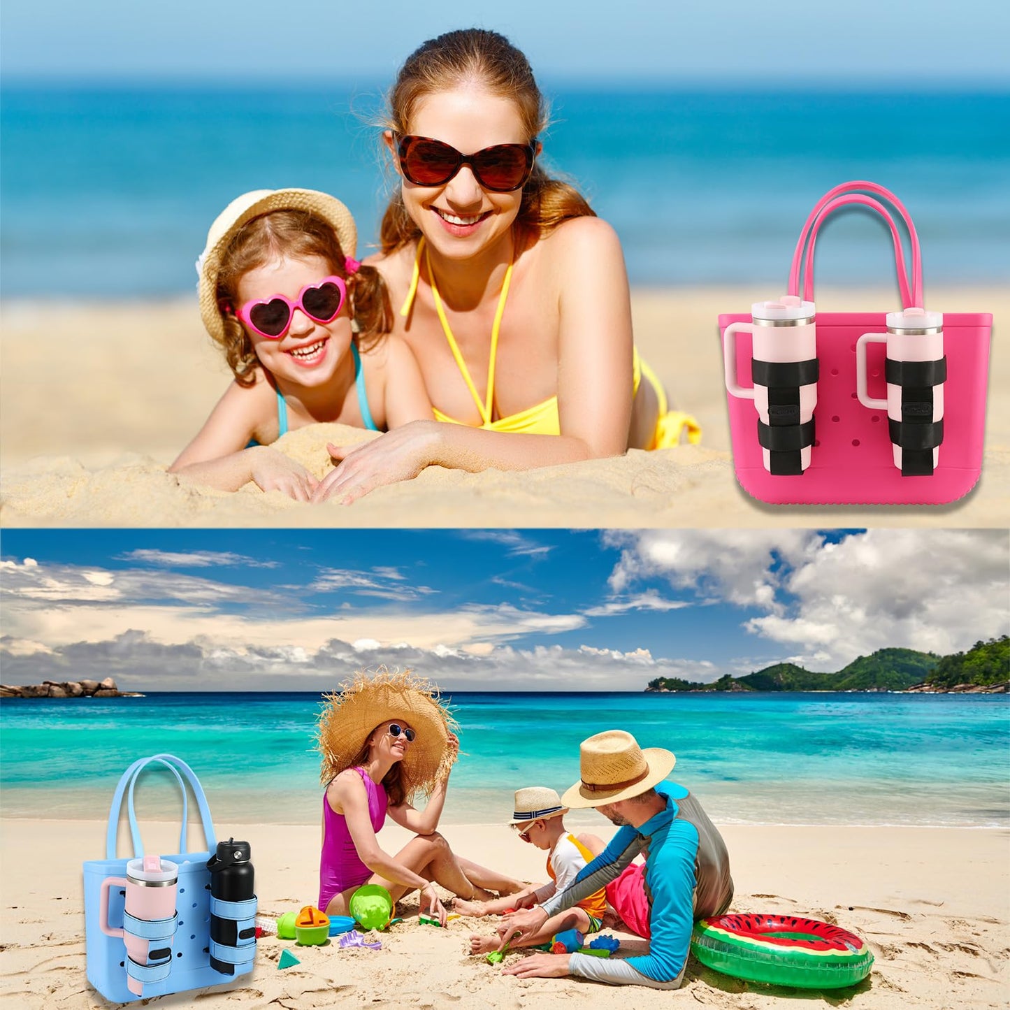 INCYCALL 1 Pack Bogg Bag Cup Holder for Stanley/Owala/Yeti, Large Cups Holder Fit 16-40oz, Adjustable Bogg Bag Cup Holder Accessories Compatible with All Bogg Bag, Black