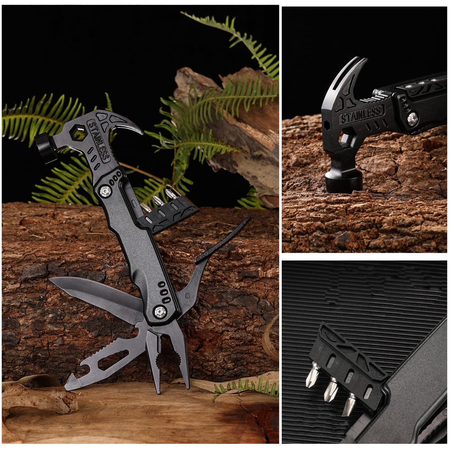 GCFTIFF All in One Survival Tools Hammer Multitool, Camping Hunting Hiking Presents,Cool Gadgets for Boyfriend Husband Grandpa Women Birthday Valentines