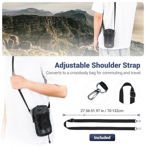 Military Backpack Shoulder Strap Pouch Holder,Tactical Phone Carrying Pouch Crossbody Holsters for iPhone 17 16 15,Backpack Mount Bag for Phone GoPro Hero13 12 DJI Action 4 5 Pro Fits Hiking Climbing