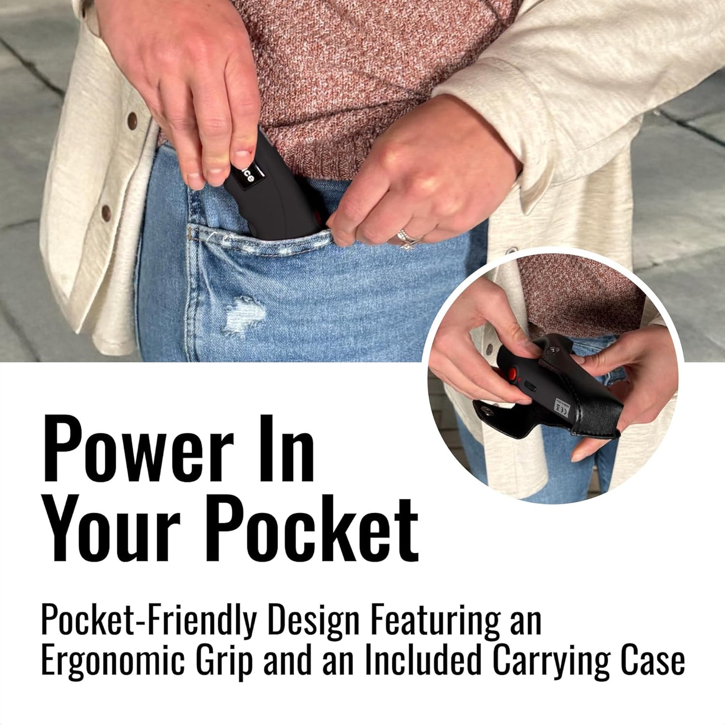 Rechargeable Mace Stun Gun for Self Defense - High Voltage with Bright LED Light