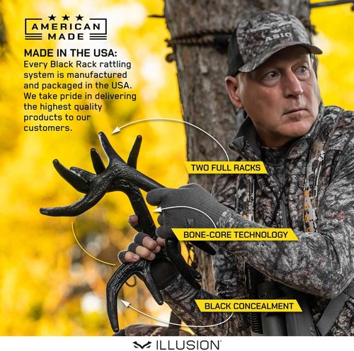 Black Rack Rattling System by Illusion | Rattling Antlers | Rattling Horns | Deer Call | Bone-Core Technology