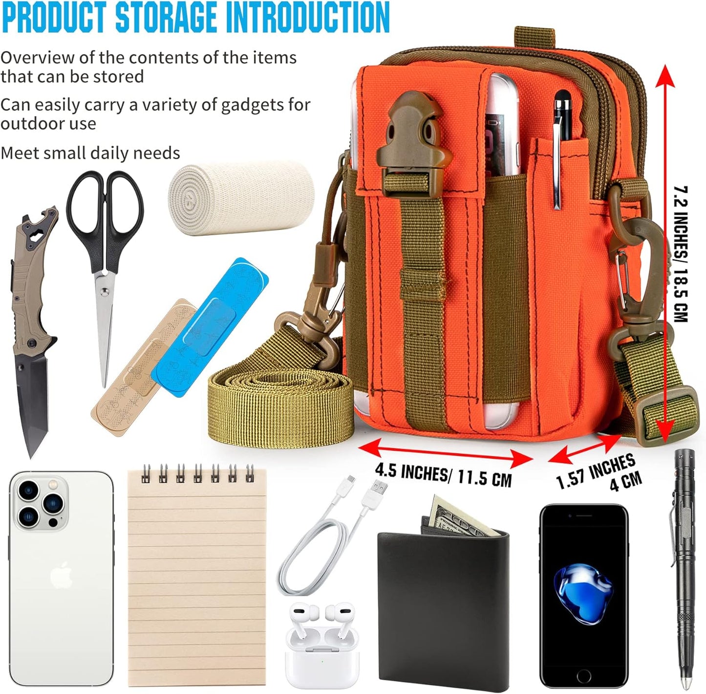 IronSeals Tactical Molle Phone Pouch Compact Utility Belt Waist Bag with Shoulder Strap for iPhone 14 Plus/14 Pro Max/14 Pro/14/13 Pro Max/13/12 Pro