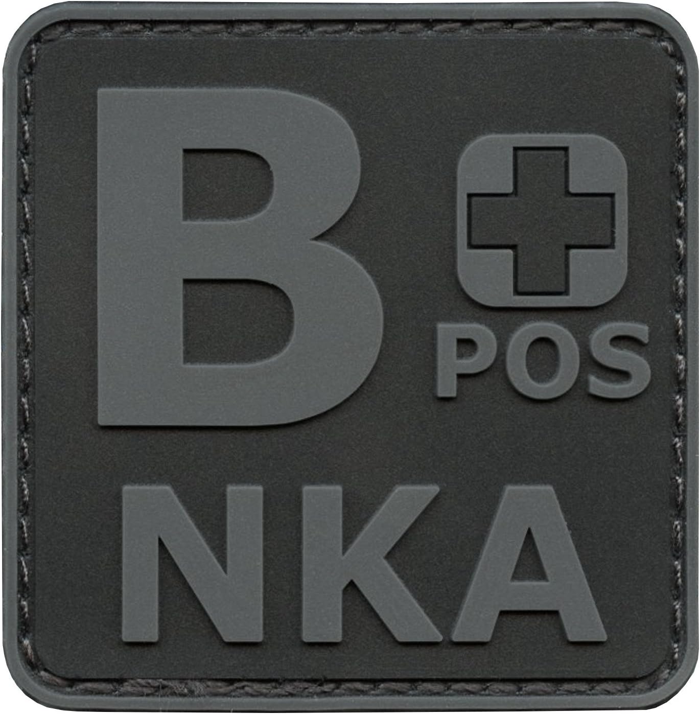 PVC First Aid Patch 2x2 B Positive Patch Compatible with Velcro PVC Patches for Hats Plate Carrier Patches for Caps Ifak Patch First Aid Kit Patch B Pos Blood Type Patch (Blackout Subdued)