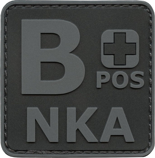 PVC First Aid Patch 2x2 B Positive Patch Compatible with Velcro PVC Patches for Hats Plate Carrier Patches for Caps Ifak Patch First Aid Kit Patch B Pos Blood Type Patch (Blackout Subdued)