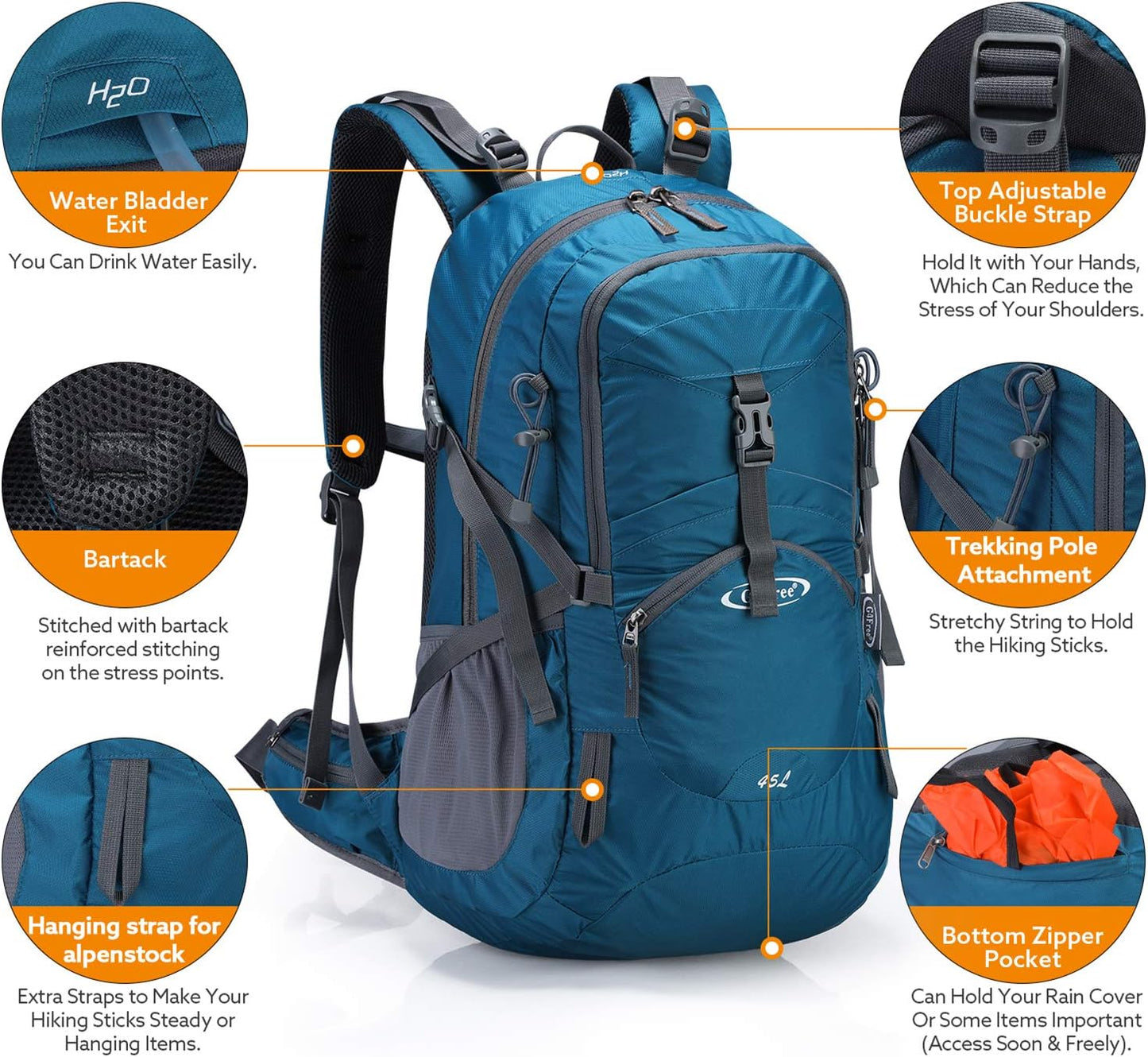 G4Free Hiking Backapck, Dark Grey, One Size