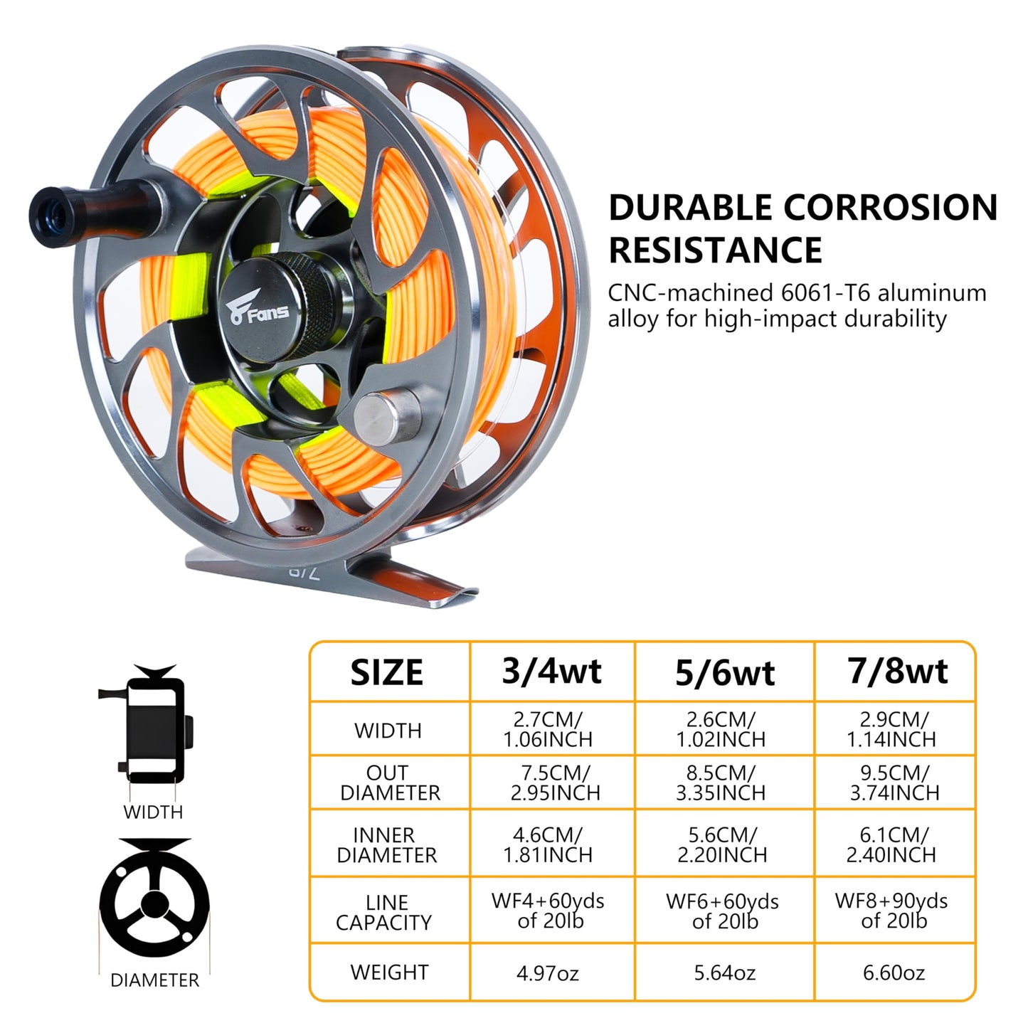 8Fans Fly Fishing Rod and Reel Combos with 4-Sections Portable Fishing Rod and CNC-machined Aluminum Alloy Fly Reel,Fishing Complete Starter Package (9ft 3/4wt)