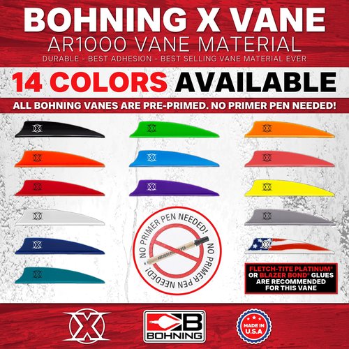 Bohning X Vane, 3.5" Hunting, 3D, Crossbow Vane, American Flag, 36pk