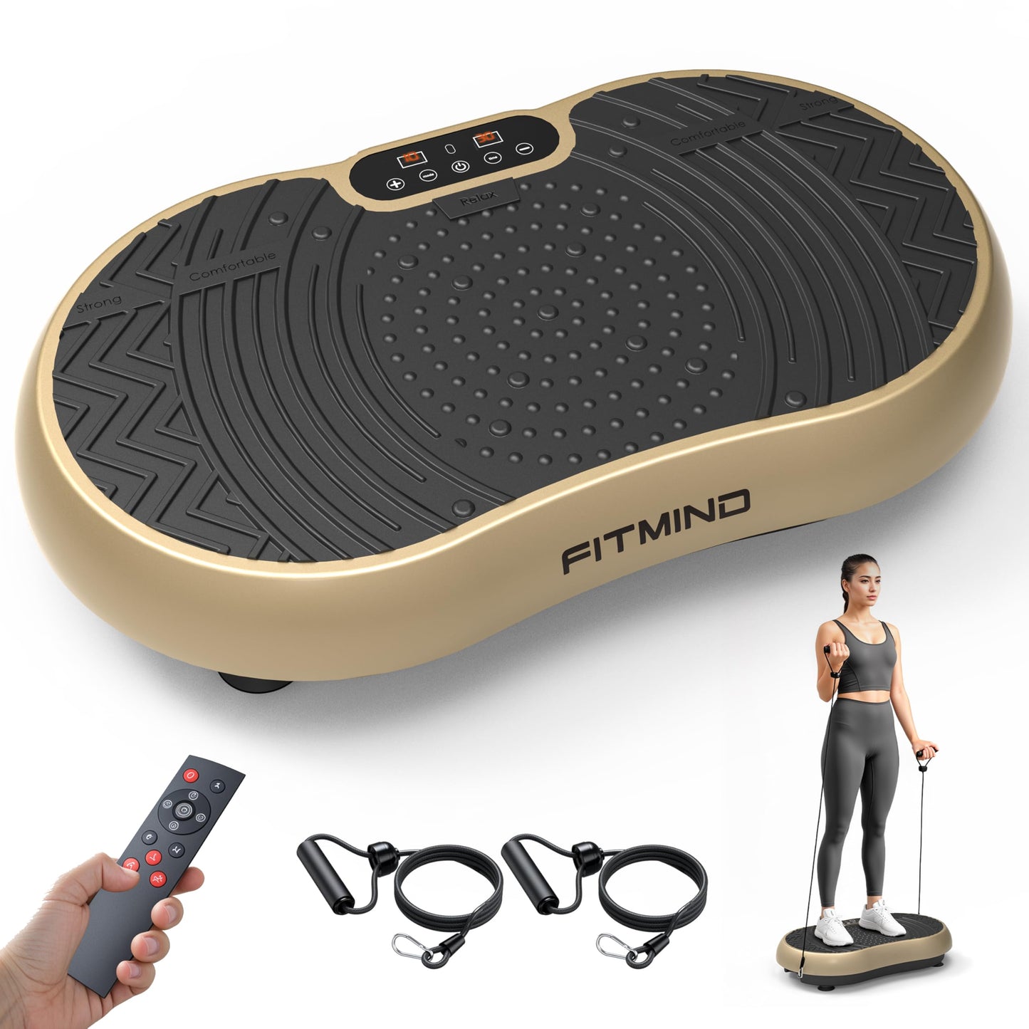 FITMIND Vibration Plate Exercise Machine, 24" x 14" Extra-Large Vibration Plate for Lymphatic Drainage, Vibration Plates for Weight Loss, Relaxing, Recovery
