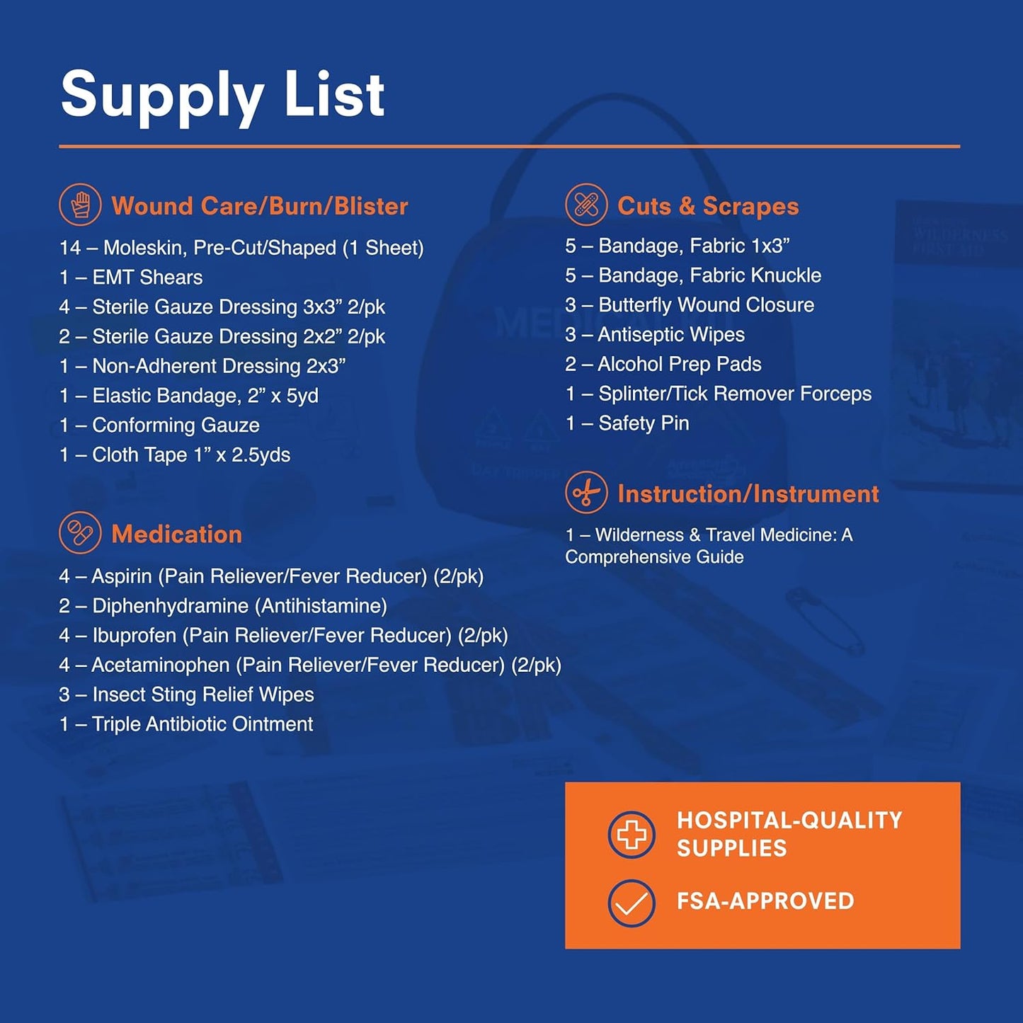 Adventure Medical Kits Mountain Series Medical Kit - Day Tripper Lite - Emergency Medical First Aid Kit - For 2 People for 1 Day - Comes with Bandages, Medication & More - 59 Pieces