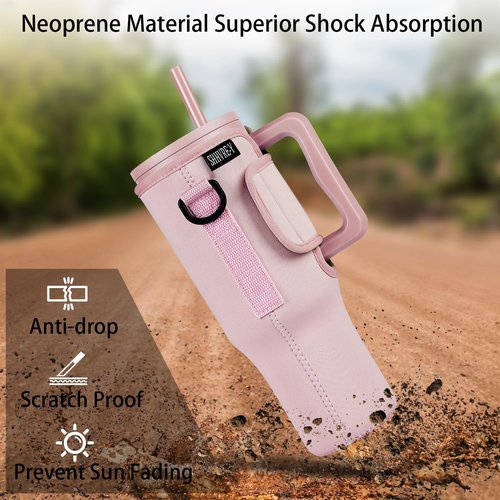 SHHVRE-Y Water Bottle Carrier Bag Compatible for Simple Modern 40oz Tumbler with Handle, Travel Water Bottle sling with Adjustable Shoulder Strap for Camping(Almond Birch)