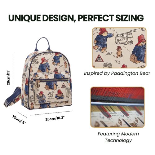 Signare Tapestry Women Backpack Rucksack Casual Daypack With Paddington Bear Design (DAPK-PADD)