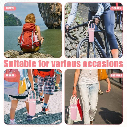 NQEUEPN Water Bottle Handle for Stanley Cup & Water Bottles 8-40oz, Boho Macrame Water Bottle Handle Strap Silicone Water Bottle Strap Coffee Mug Sling Travel Tumbler Accessories