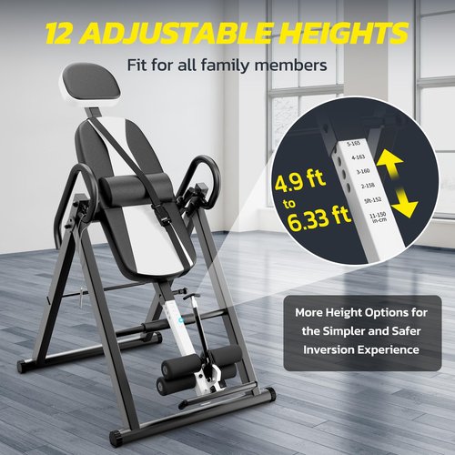 YOLEO Heavy Duty Inversion Table for Back Pain Relief with Adjustable Protective Belt 2023 Upgraded Inversion Foldable Heavy Duty up to 300 lbs