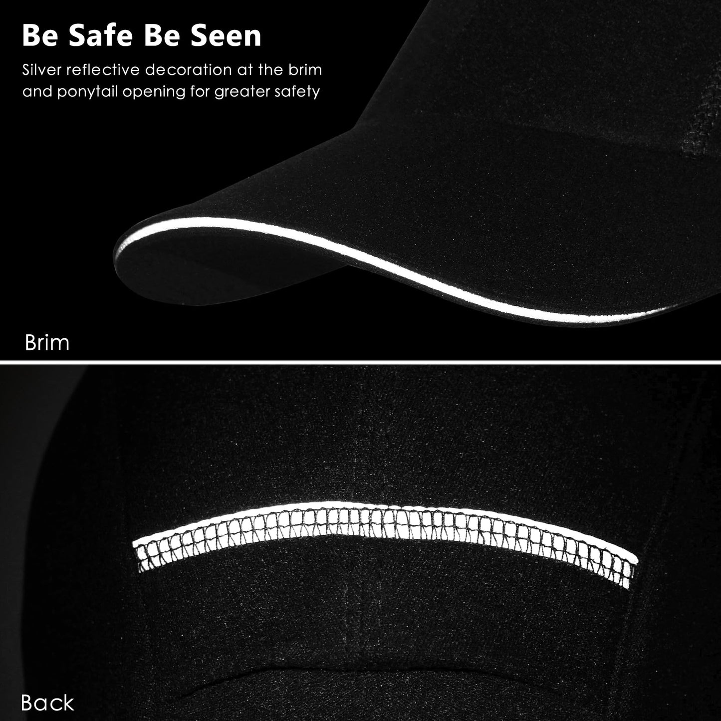 GADIEMKENSD Winter Running Baseball Cap Women Ponytail Beanie with Ear Warmer Hiking Hat Reflective Fleece Ball Cap Warm Ear Flaps Cold Weather for Hunting Snow Skiing Sports Black