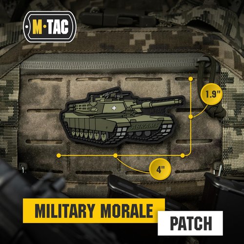 M-Tac Morale Unique Patches - PVC Patches for Vest, Backpacks, Hats - Tactical Military UA USA American Symbols Patch with Hook Fastener Backing (Abrams Olive)