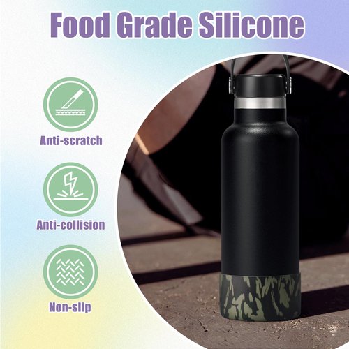 Diumepo Silicone Boot for Stanley 40 oz Tumbler-Protective Silicone Sleeve Fit for Hydroflask Water Bottle 12 oz -24 oz, Anti-Slip Bottom Sleeve-BPA Free(Peacock)